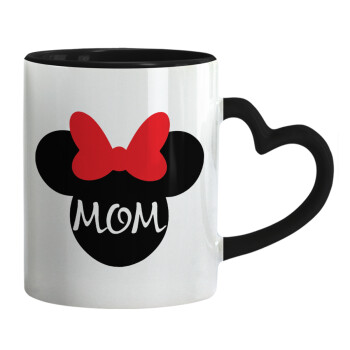 mini mom, Κούπα καρδιά χερούλι μαύρη, κεραμική, 330ml