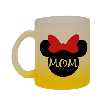 mini mom, Κούπα γυάλινη δίχρωμη με βάση το κίτρινο ματ, 330ml