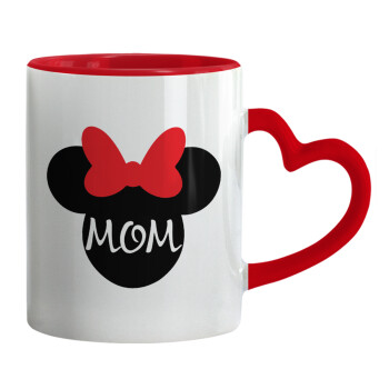 mini mom, Κούπα καρδιά χερούλι κόκκινη, κεραμική, 330ml