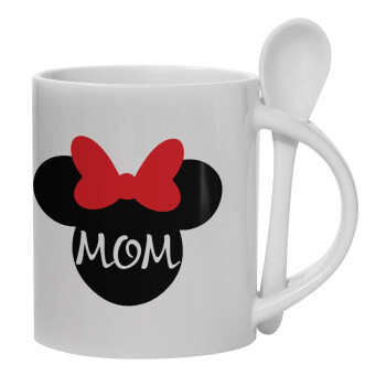 mini mom, Ceramic coffee mug with Spoon, 330ml (1pcs)