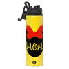 Metallic water bottle with safety lid, 850ml aluminum