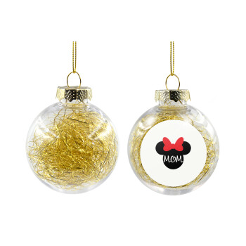 mini mom, Χριστουγεννιάτικη μπάλα δένδρου διάφανη με χρυσό γέμισμα 8cm