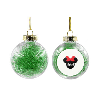 mini mom, Χριστουγεννιάτικη μπάλα δένδρου διάφανη με πράσινο γέμισμα 8cm