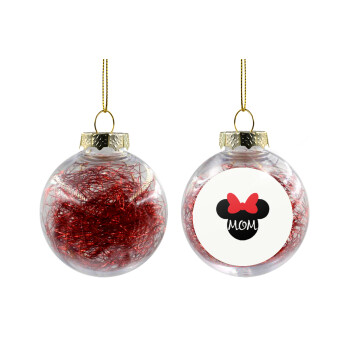 mini mom, Χριστουγεννιάτικη μπάλα δένδρου διάφανη με κόκκινο γέμισμα 8cm