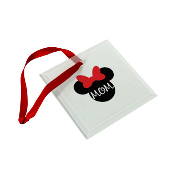 mini mom, Στολίδι Χριστουγεννιάτικο στολίδι γυάλινο τετράγωνο 9x9cm