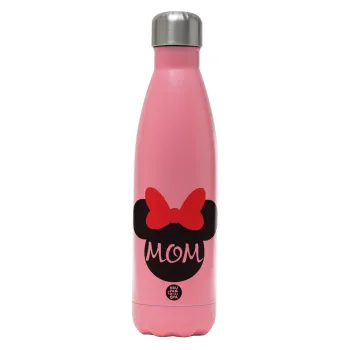 mini mom, Μεταλλικό παγούρι θερμός Ροζ Ματ (Stainless steel), διπλού τοιχώματος, 500ml