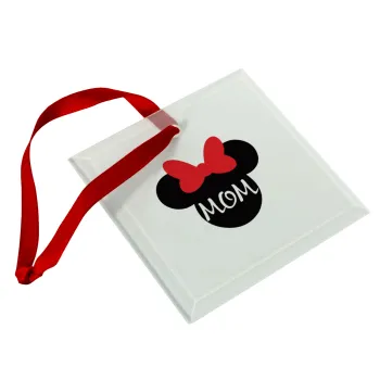 mini mom, Christmas ornament, glass square ornament 9x9cm