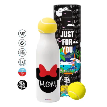mini mom, Tennis ball Metal mug thermos White, double wall, 550ml