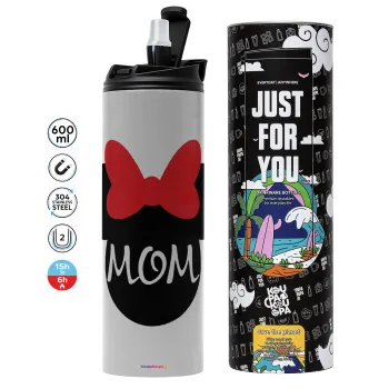 mini mom, Tumbler ποτήρι θερμό ΓΚΡΙ από ανοξείδωτο ατσάλι 600ml