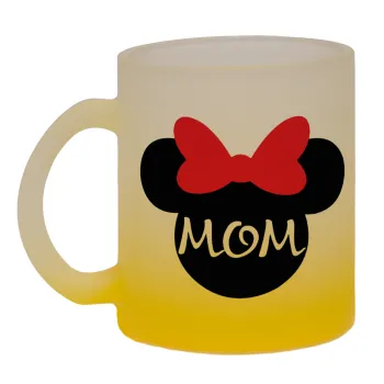 mini mom, Κούπα γυάλινη δίχρωμη με βάση το κίτρινο ματ, 330ml