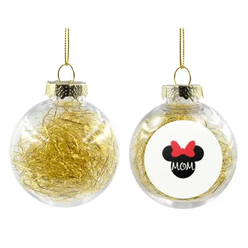 mini mom, Transparent Christmas tree ball ornament with gold filling 8cm