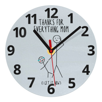 Thanks for everything mom, Ρολόι τοίχου γυάλινο (20cm)