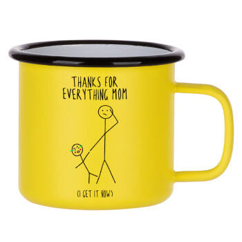 Thanks for everything mom, Metallic enamel MATT Yellow cup 360ml
