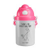 Thanks for everything mom, Ροζ παιδικό παγούρι πλαστικό (BPA-FREE) με καπάκι ασφαλείας, κορδόνι και καλαμάκι, 400ml
