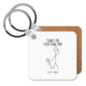 Thanks for everything mom, Μπρελόκ Ξύλινο τετράγωνο MDF