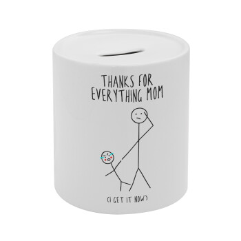 Thanks for everything mom, Κουμπαράς πορσελάνης με τάπα