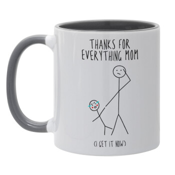 Thanks for everything mom, Κούπα χρωματιστή γκρι, κεραμική, 330ml