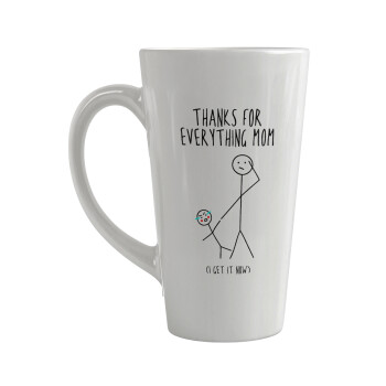 Thanks for everything mom, Κούπα κωνική Latte Μεγάλη, κεραμική, 450ml