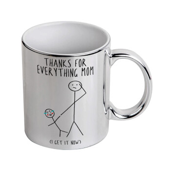 Thanks for everything mom, Mug ceramic, silver mirror, 330ml