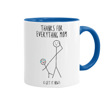 Thanks for everything mom, Mug colored blue, ceramic, 330ml