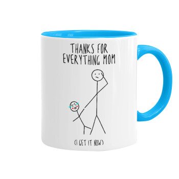 Thanks for everything mom, Mug colored light blue, ceramic, 330ml