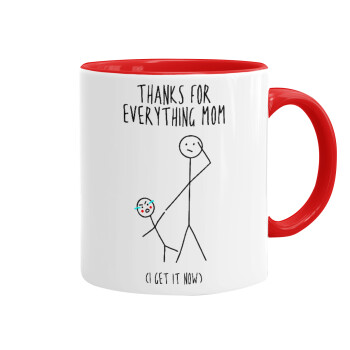 Thanks for everything mom, Mug colored red, ceramic, 330ml