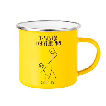 Thanks for everything mom, Yellow Enamel Metallic Cup 360ml