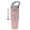 ΡΟΖ Travel Tumbler Θερμός με χερούλι και καλαμάκι 890ml