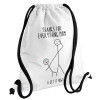 Backpack pouch GYMBAG white, with pocket (40x48cm) & thick cords