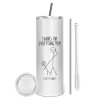 Tumbler stainless steel 600ml, with metal straw & cleaning brush