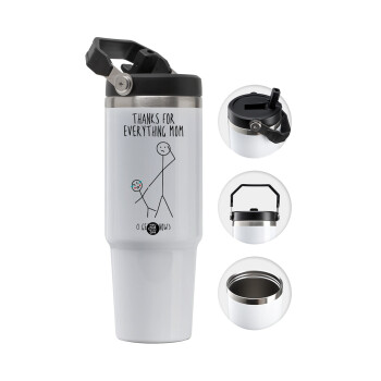 Thanks for everything mom, 30oz stainless Steel Tumbler with Handle