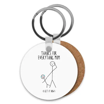 Thanks for everything mom, Μπρελόκ Ξύλινο στρογγυλό MDF Φ5cm