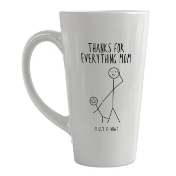 Thanks for everything mom, Κούπα κωνική Latte Μεγάλη, κεραμική, 450ml