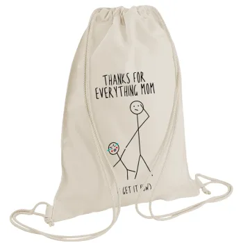 Thanks for everything mom, Τσάντα πλάτης πουγκί GYMBAG natural (28x40cm)