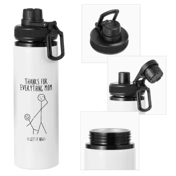 Thanks for everything mom, Metal water bottle with safety cap, aluminum 850ml