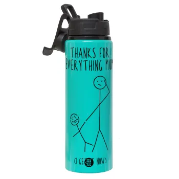 Thanks for everything mom, Μεταλλικό παγούρι νερού με καπάκι ασφαλείας, αλουμινίου 850ml