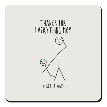 Thanks for everything mom, Τετράγωνο μαγνητάκι ξύλινο 9x9cm