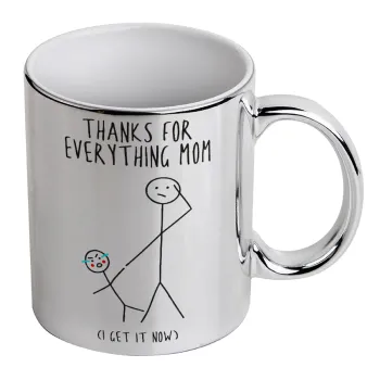 Thanks for everything mom, Mug ceramic, silver mirror, 330ml