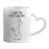 Mug heart handle, ceramic, 330ml