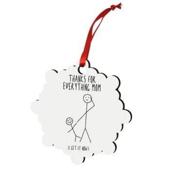 Thanks for everything mom, Christmas ornament snowflake wooden 7.5cm