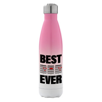 Best DAD Ever guitar chords, Metal mug thermos Pink/White (Stainless steel), double wall, 500ml