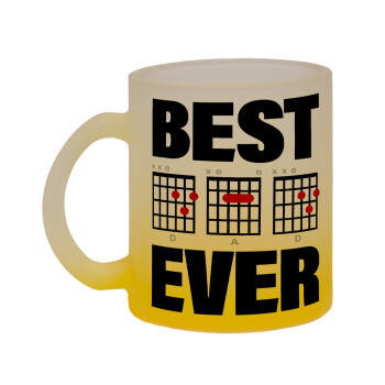 Best DAD Ever συγχορδίες κιθάρας, Κούπα γυάλινη δίχρωμη με βάση το κίτρινο ματ, 330ml