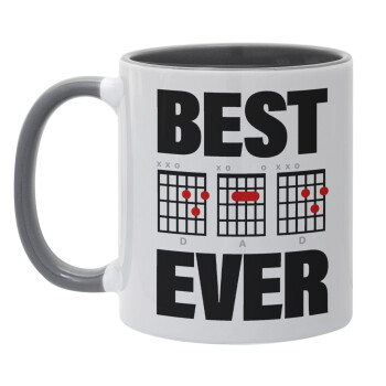 Best DAD Ever συγχορδίες κιθάρας, Κούπα χρωματιστή γκρι, κεραμική, 330ml
