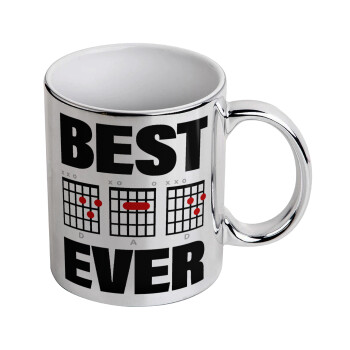 Best DAD Ever συγχορδίες κιθάρας, Κούπα κεραμική, ασημένια καθρέπτης, 330ml