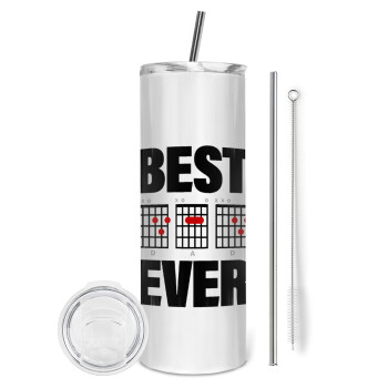 Best DAD Ever guitar chords, Eco friendly stainless steel tumbler 600ml, with metal straw & cleaning brush
