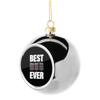 Best DAD Ever συγχορδίες κιθάρας, Χριστουγεννιάτικη μπάλα δένδρου Ασημένια 8cm