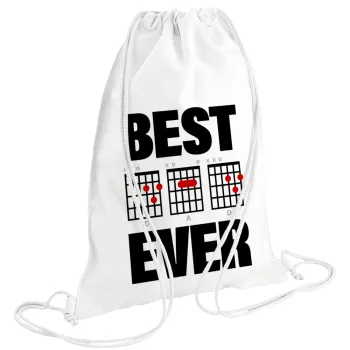 Best DAD Ever guitar chords, Backpack pouch GYMBAG white (28x40cm)