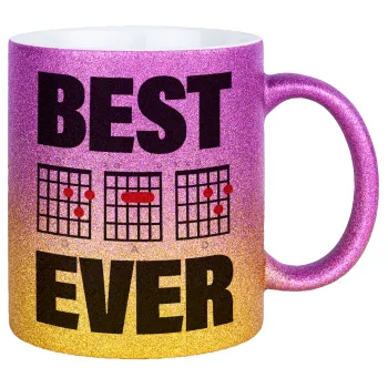 Best DAD Ever guitar chords, Κούπα Χρυσή/Ροζ Glitter, κεραμική, 330ml