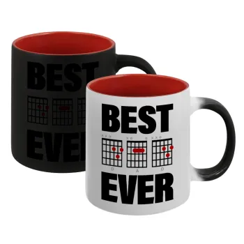 Best DAD Ever guitar chords, Κούπα Μαγική εσωτερικό κόκκινο, κεραμική, 330ml που αλλάζει χρώμα με το ζεστό ρόφημα