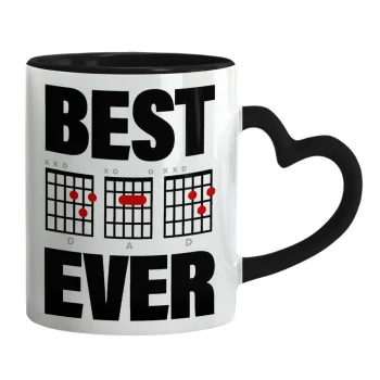 Best DAD Ever guitar chords, Mug heart black handle, ceramic, 330ml